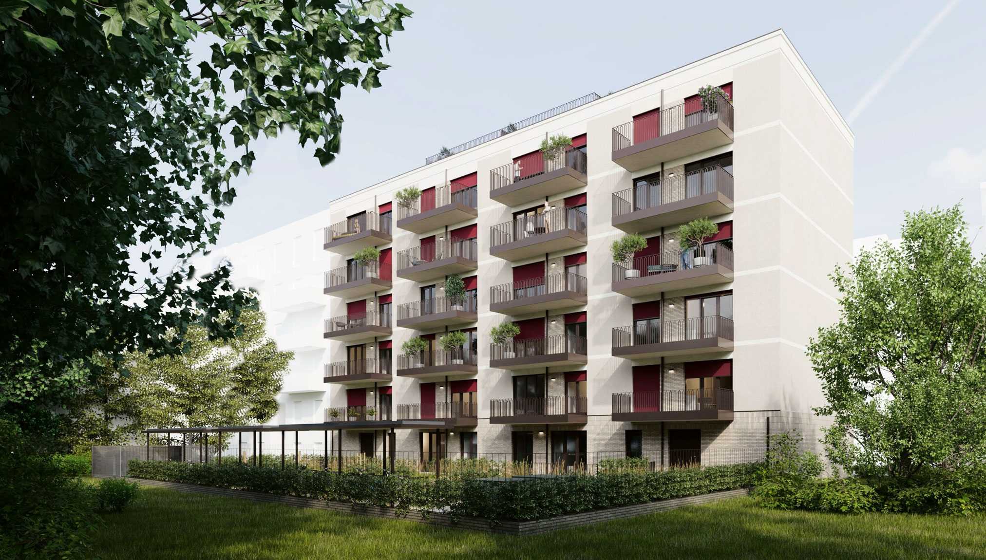 Gartenansicht Neubauprojekt Glückstraße 22 Eigentumswohnungen in Berlin Lichtenberg cds Wohnbau
